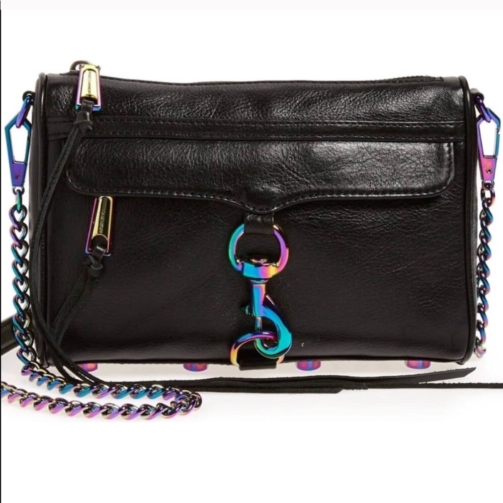 Rebecca Minkoff Mini MAC Oil Slick Iridescent Crossbody Shoulder Bag Purse EUC